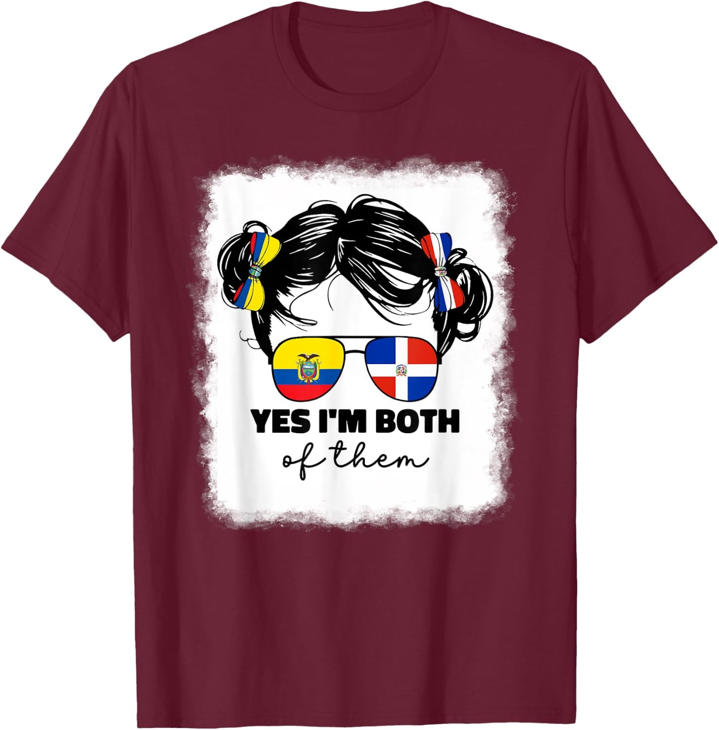 Half Dominican And Ecuadorian Ecuador Flag Kids Girl Girls T-Shirt - T-Shirt | Maroon