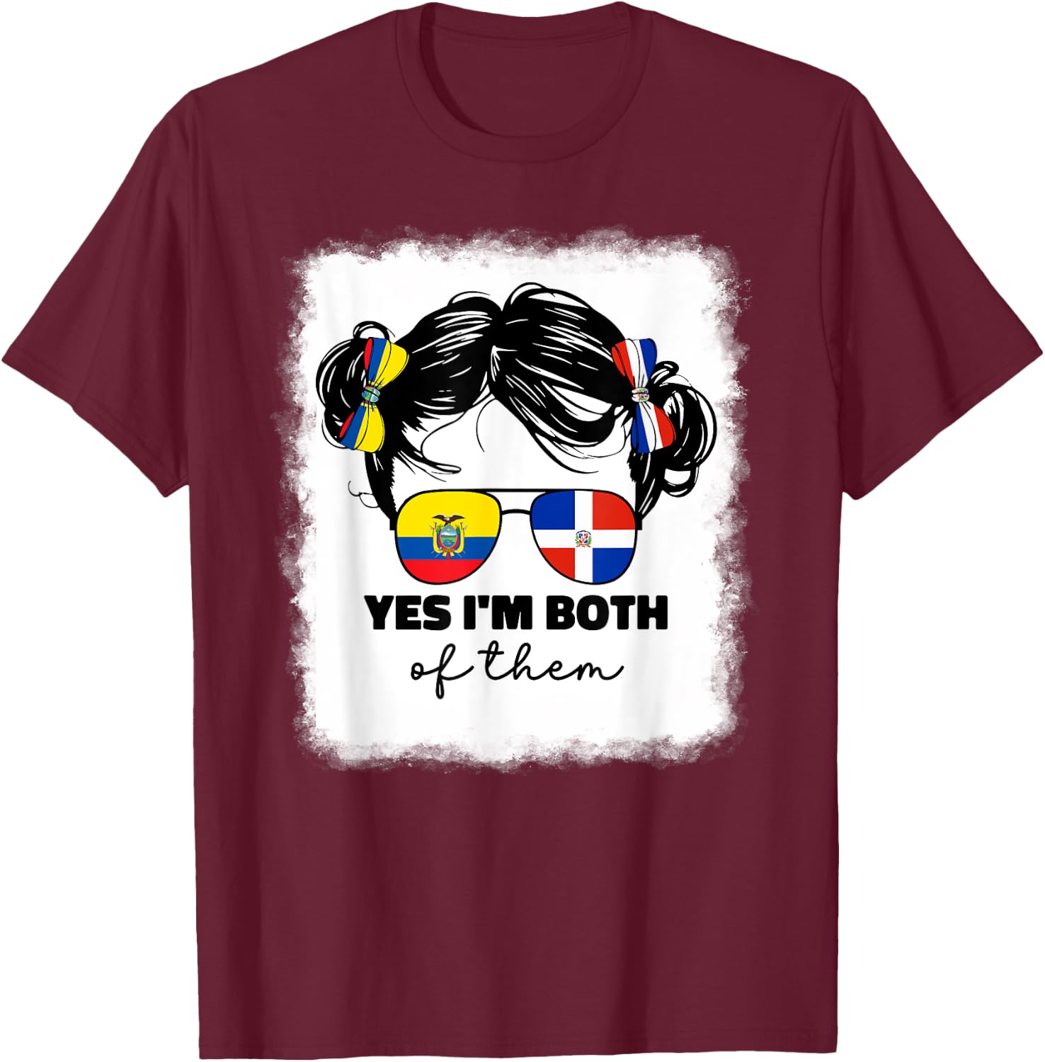 Half Dominican And Ecuadorian Ecuador Flag Kids Girl Girls T-Shirt - T-Shirt | Maroon