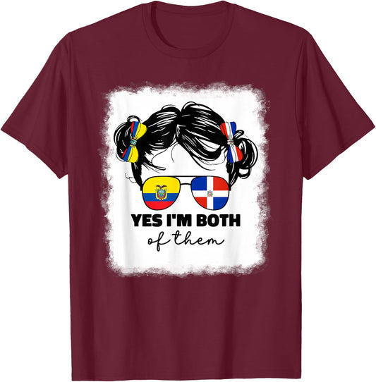 Half Dominican And Ecuadorian Ecuador Flag Kids Girl Girls T-Shirt - T-Shirt | Maroon