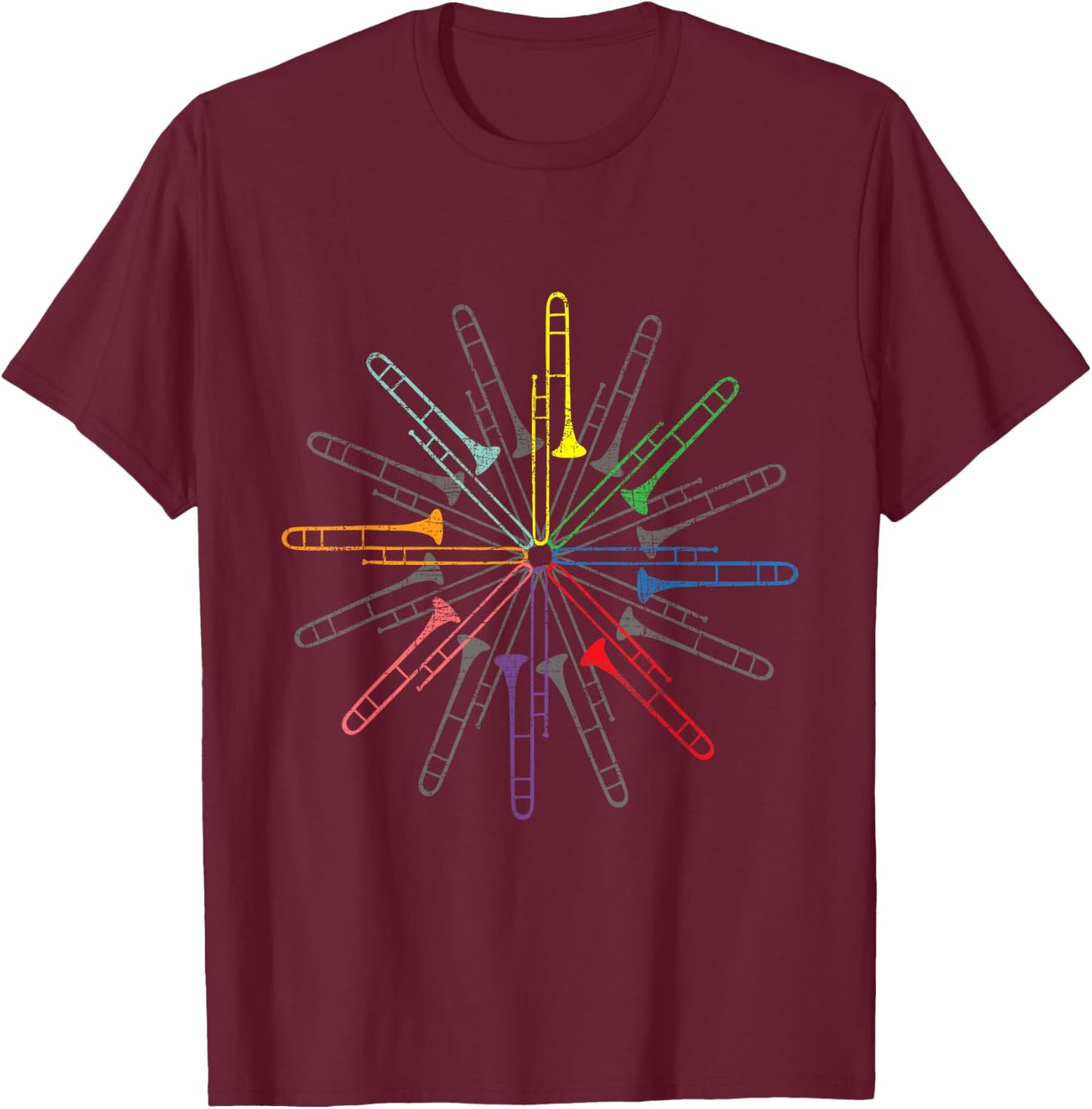 Colorful Trombones - Trombone Player Music Jazz Music T-Shirt - T-Shirt | Maroon
