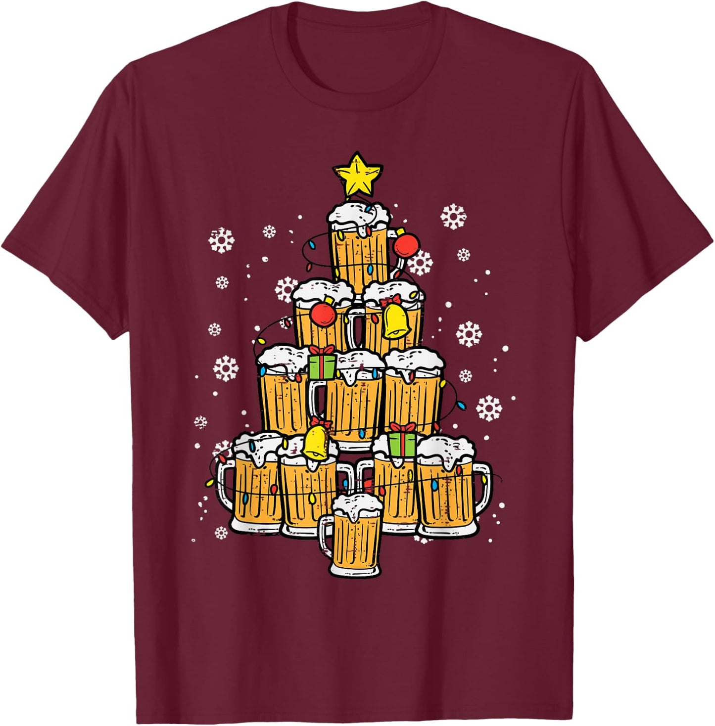 Christmas Tree Funny Winter Xmas For Dad Men Guys T-Shirt - T-Shirt | Maroon