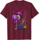 Vintage Halloween Purple Grape Wine Glass Witch Hat Cute T-Shirt - T-Shirt | Maroon