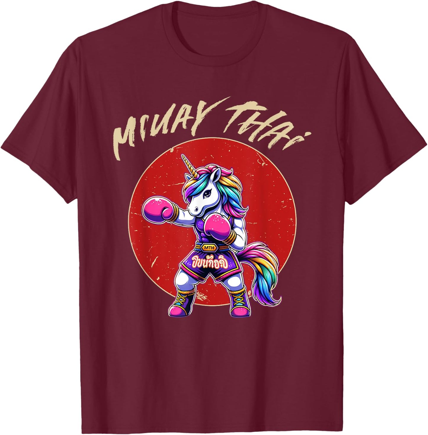 Muay Thai and Thai Boxing Unicorn T-Shirt - T-Shirt | Maroon