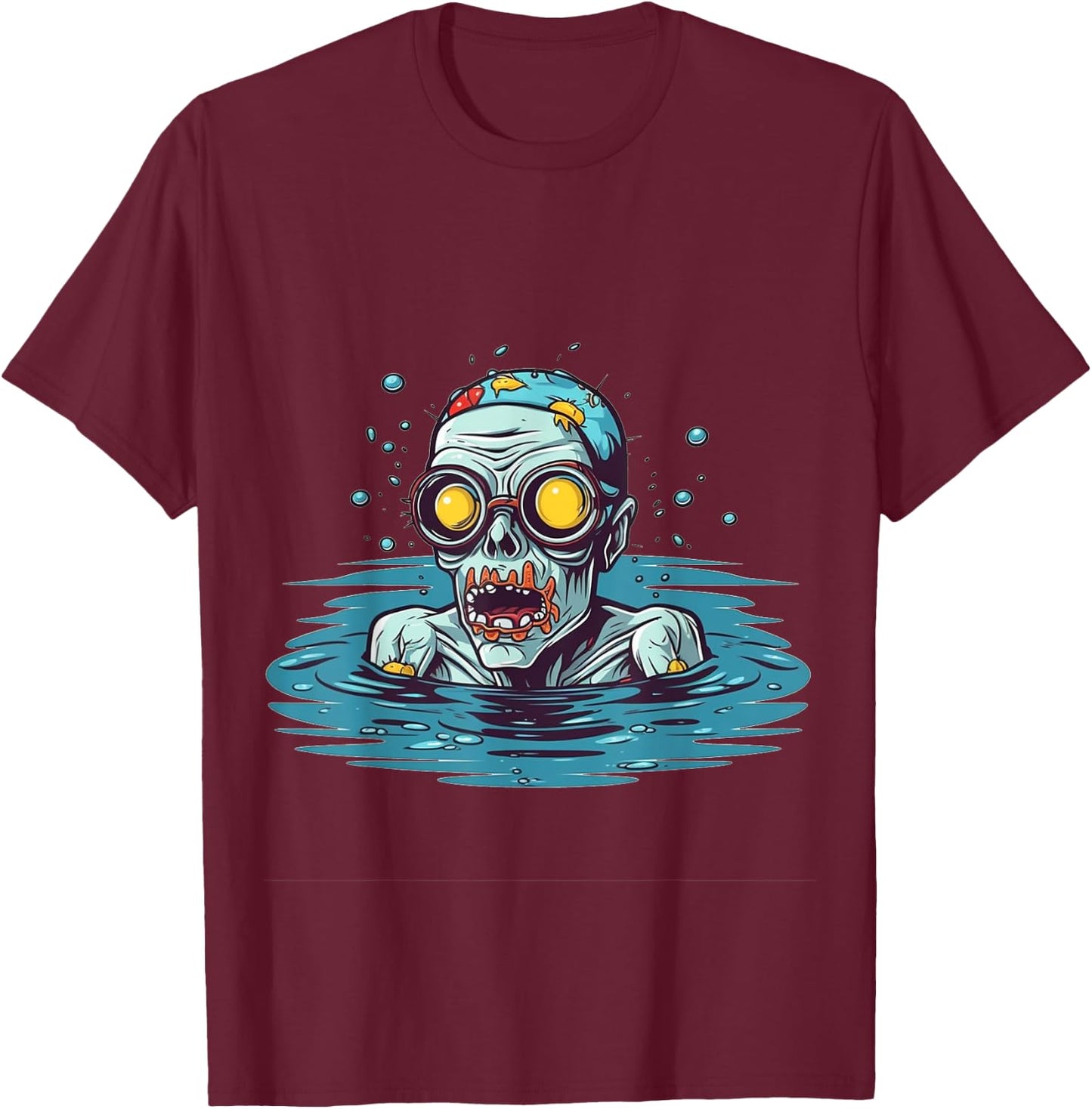 Zombie Swimmer Halloween Costume Swimming Men Women Kids T-Shirt - T-Shirt | Maroon
