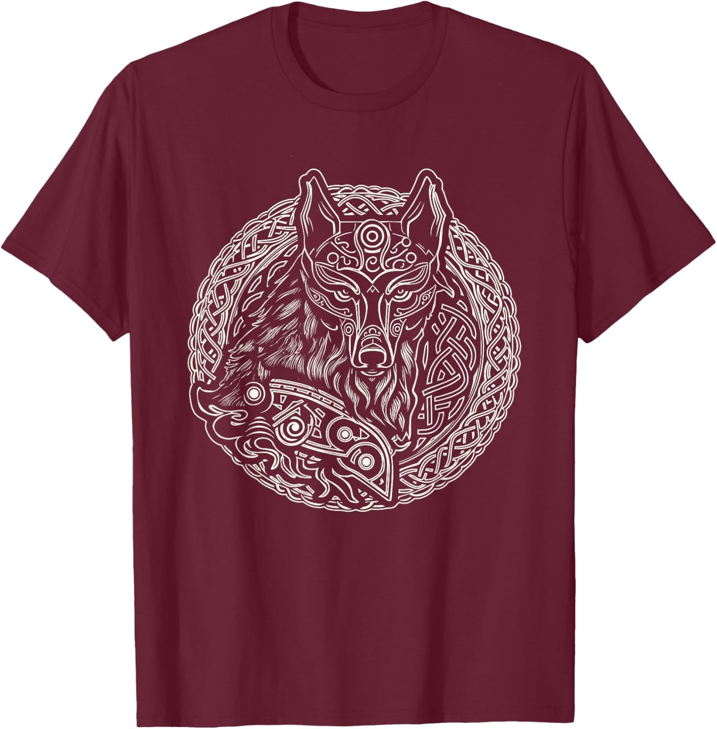 Viking Celtic Fenrir Wolf , Men T-Shirt - T-Shirt | Maroon