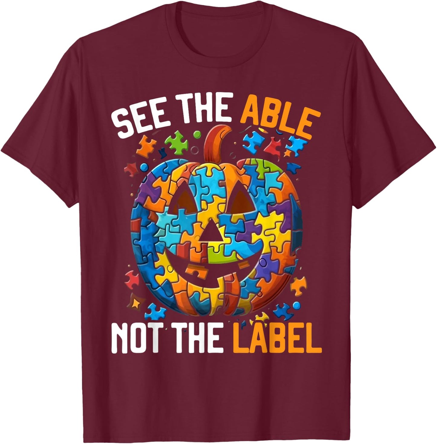 Autism Halloween Puzzle Trick Or Treat Autism Awareness T-Shirt - T-Shirt | Maroon