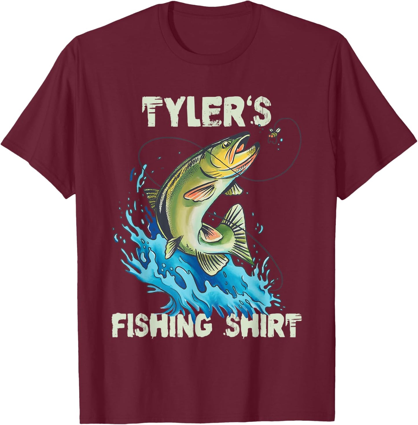 Tyler's Fishing Shirt - Personalized Fishing T-Shirt - T-Shirt | Maroon