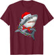 Christmas Lights Shark Wearing Xmas Hat - Cute Shark Lover T-Shirt - T-Shirt | Maroon