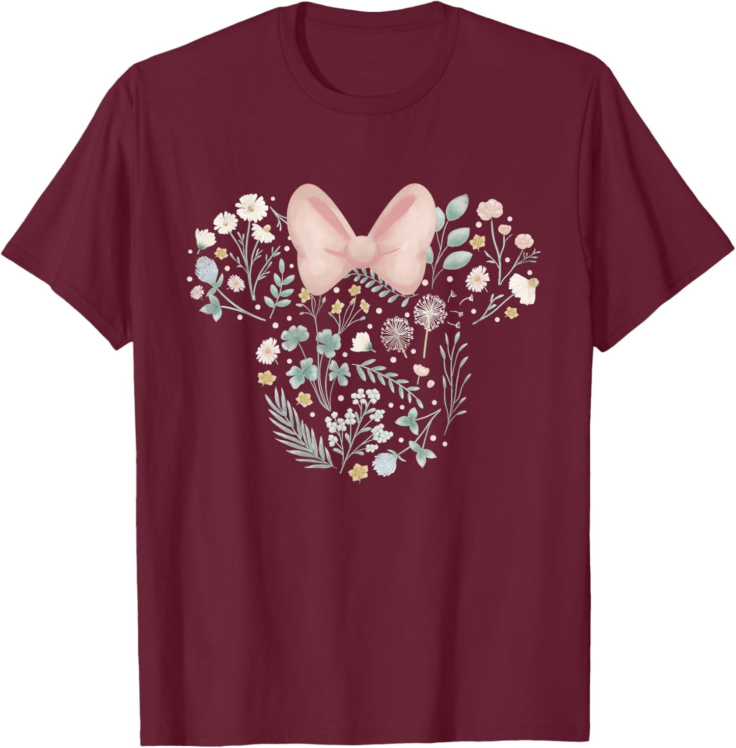 Disney Minnie Mouse Icon Spring Flowers T-Shirt - T-Shirt | Maroon