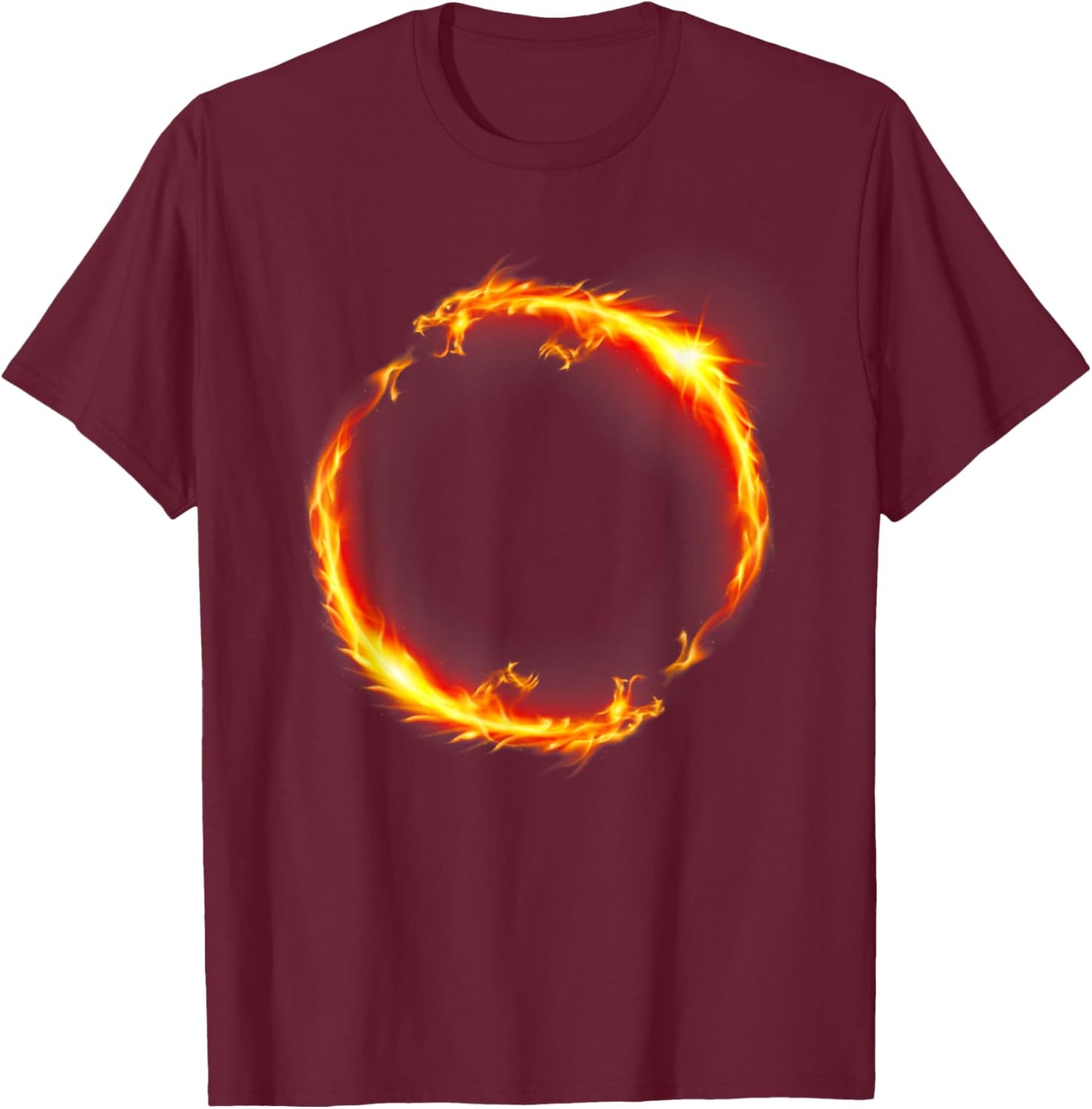 Dueling Dragons Fire Ring T-Shirt - T-Shirt | Maroon