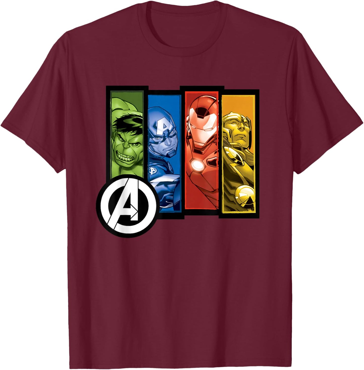 Marvel Avengers Four Heroes Four Colours T-Shirt - T-Shirt | Maroon