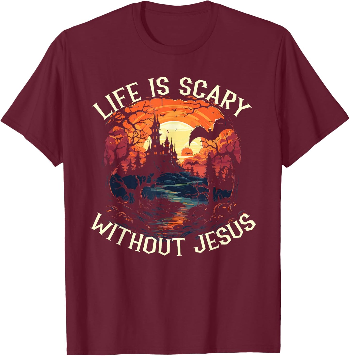 Christian Halloween Jesus Christ Trick Or Treat Christianity T-Shirt - T-Shirt | Maroon