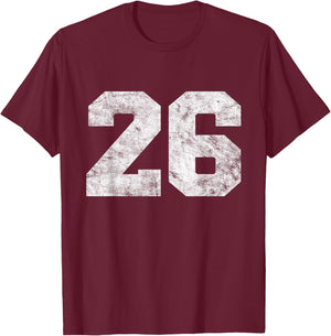 Vintage Lucky Number Birthday 26 Sports Player Team Athlete T-Shirt - T-Shirt | Maroon