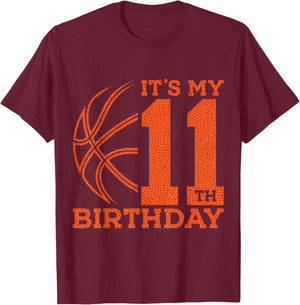 It's My 11th Birthday Basketball 11th Birthday T-Shirt - T-Shirt | Maroon