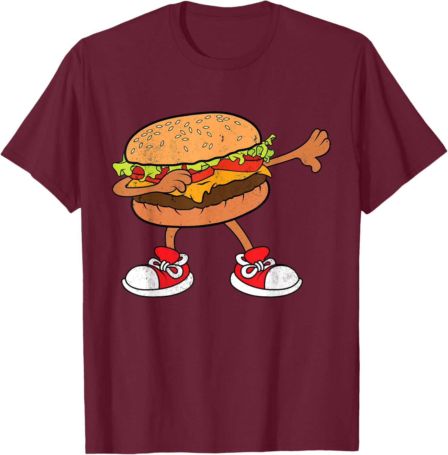 Funny Hamburger Dab Art Kids Men Women Cheeseburger Lover T-Shirt - T-Shirt | Maroon
