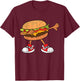 Funny Hamburger Dab Art Kids Men Women Cheeseburger Lover T-Shirt - T-Shirt | Maroon