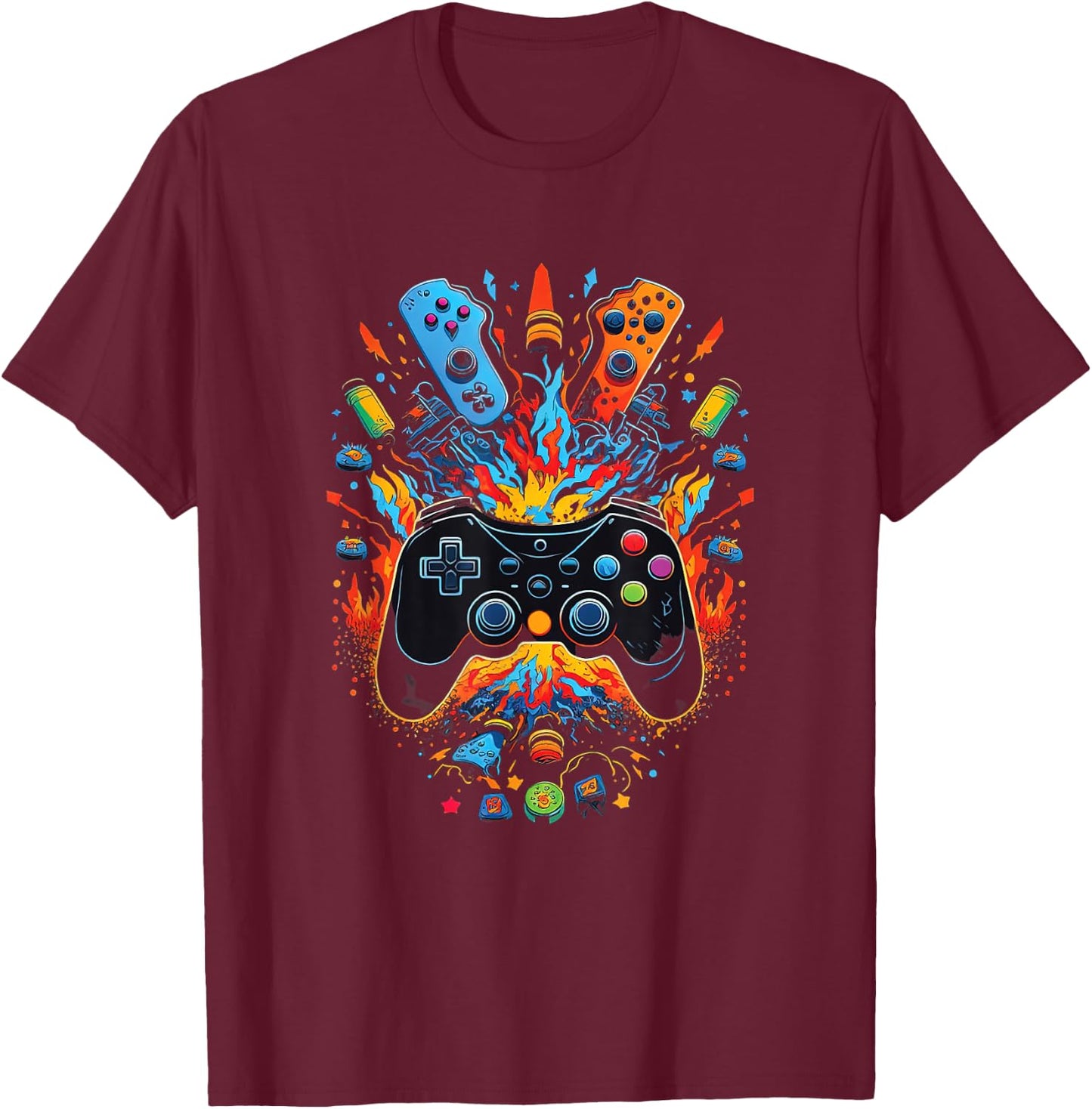 Gamer Aesthetic Graphic Gaming Video Games Boys Teens Kids T-Shirt - T-Shirt | Maroon