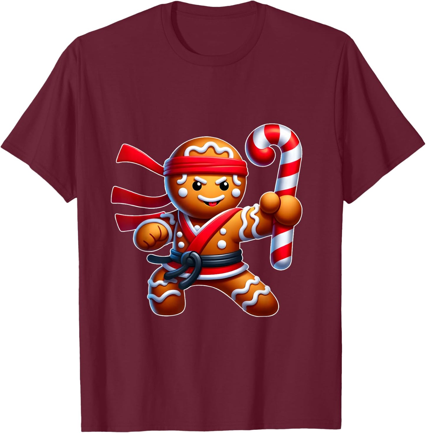 Funny Christmas Ninja Gingerbread Ninjabread T-Shirt - T-Shirt | Maroon