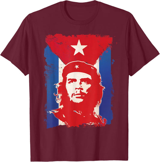 Che Guevara Shirt Cuba Flag Cuban Heritage Revolution Rebel T-Shirt - T-Shirt | Maroon