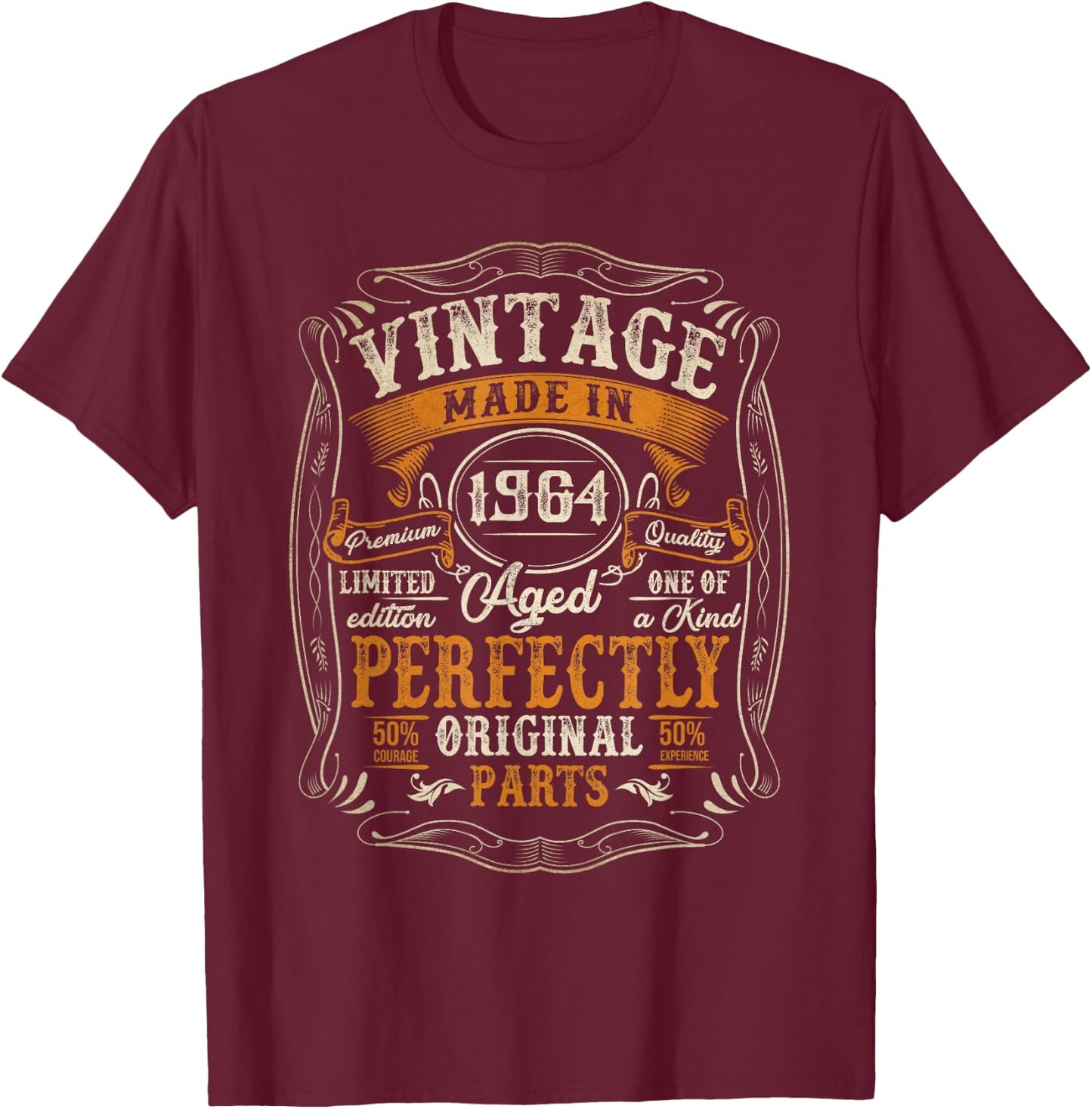 60 Years Old Gift Vintage Made In 1964 60th Birthday Men T-Shirt - T-Shirt | Maroon