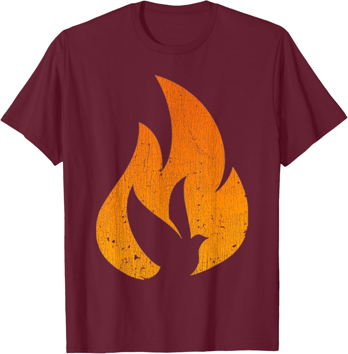 Vintage Silhouette Dove Flame Fire Pentecost T-Shirt - T-Shirt | Maroon
