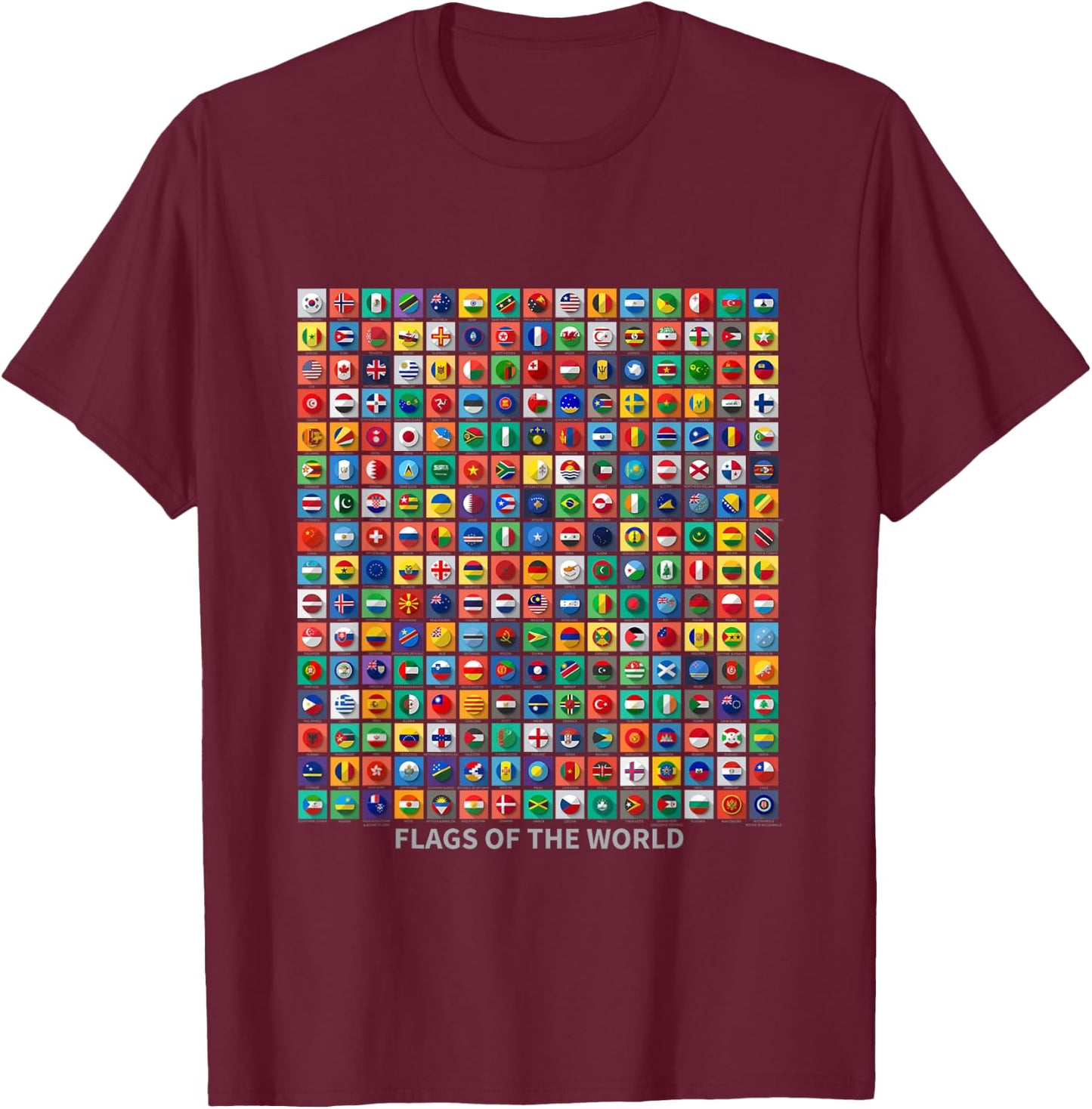 Flags of the Countries of the World Outfit Graphic Designs T-Shirt - T-Shirt | Maroon