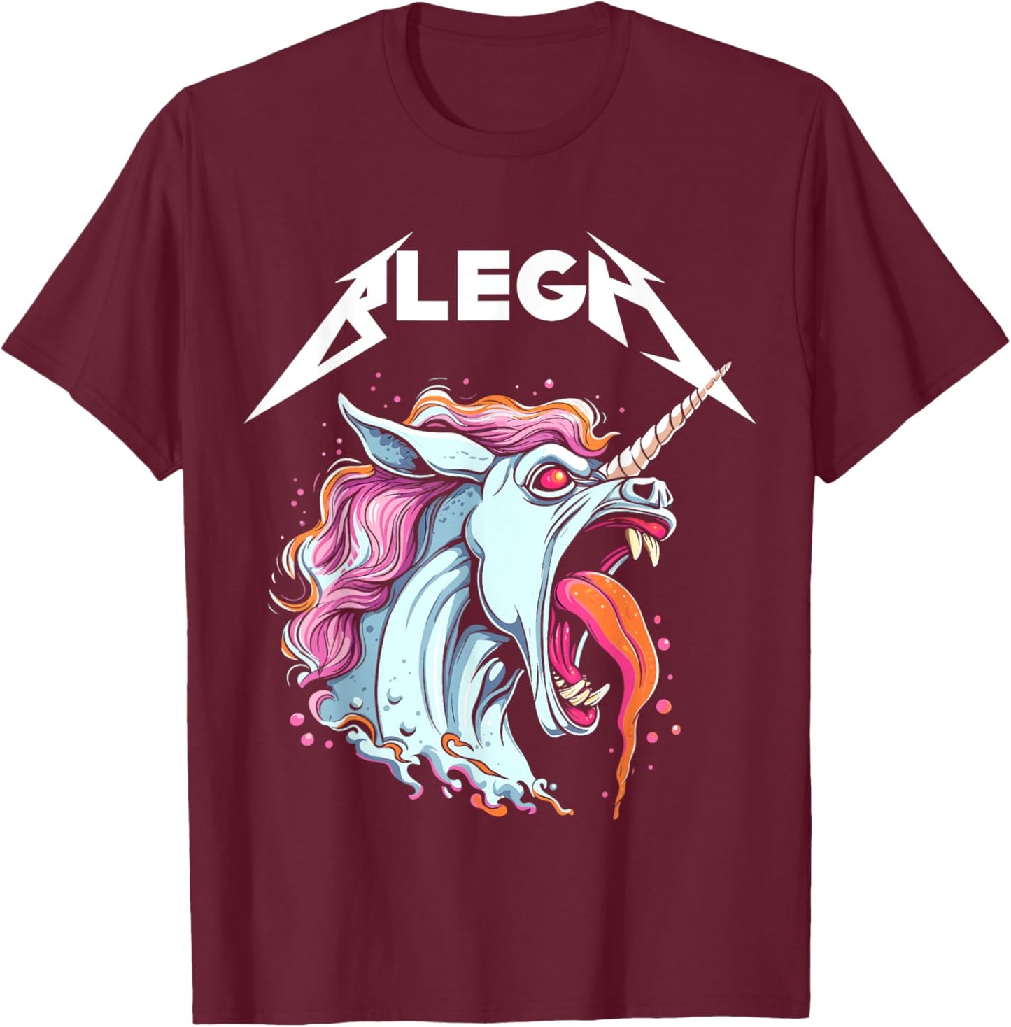 Live Laugh Blegh Bleghssed Heavy Metal Metalcore Unicorn T-Shirt - T-Shirt | Maroon
