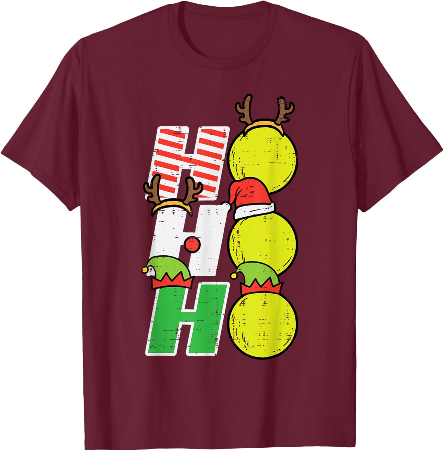 Christmas Lacrosse Ho Ho Ho Lax Xmas Sports Men Women Kids T-Shirt - T-Shirt | Maroon