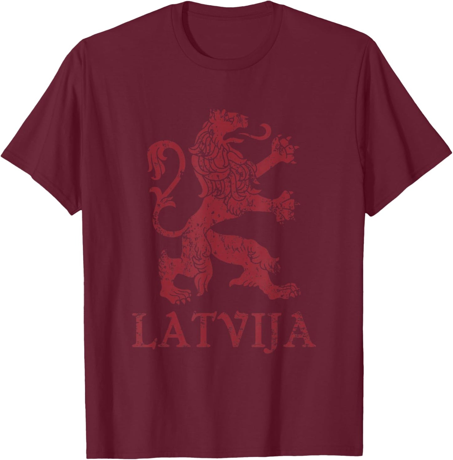 Latvija Latvia Lion Symbol Latvian Pride T-Shirt - T-Shirt | Maroon