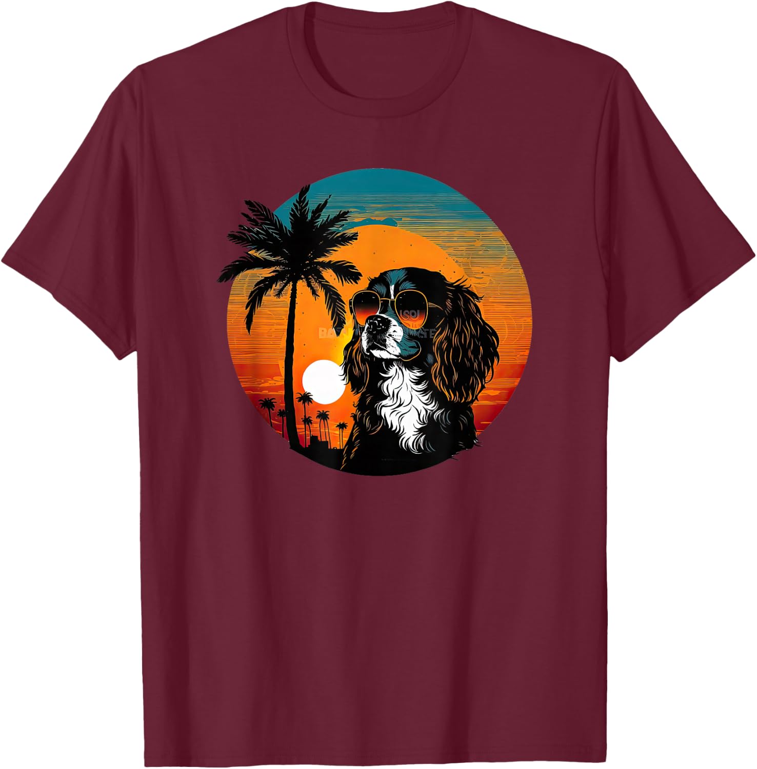 Funny Cavalier King Charles Spaniel Cute Cool Sunglasses T-Shirt - T-Shirt | Maroon