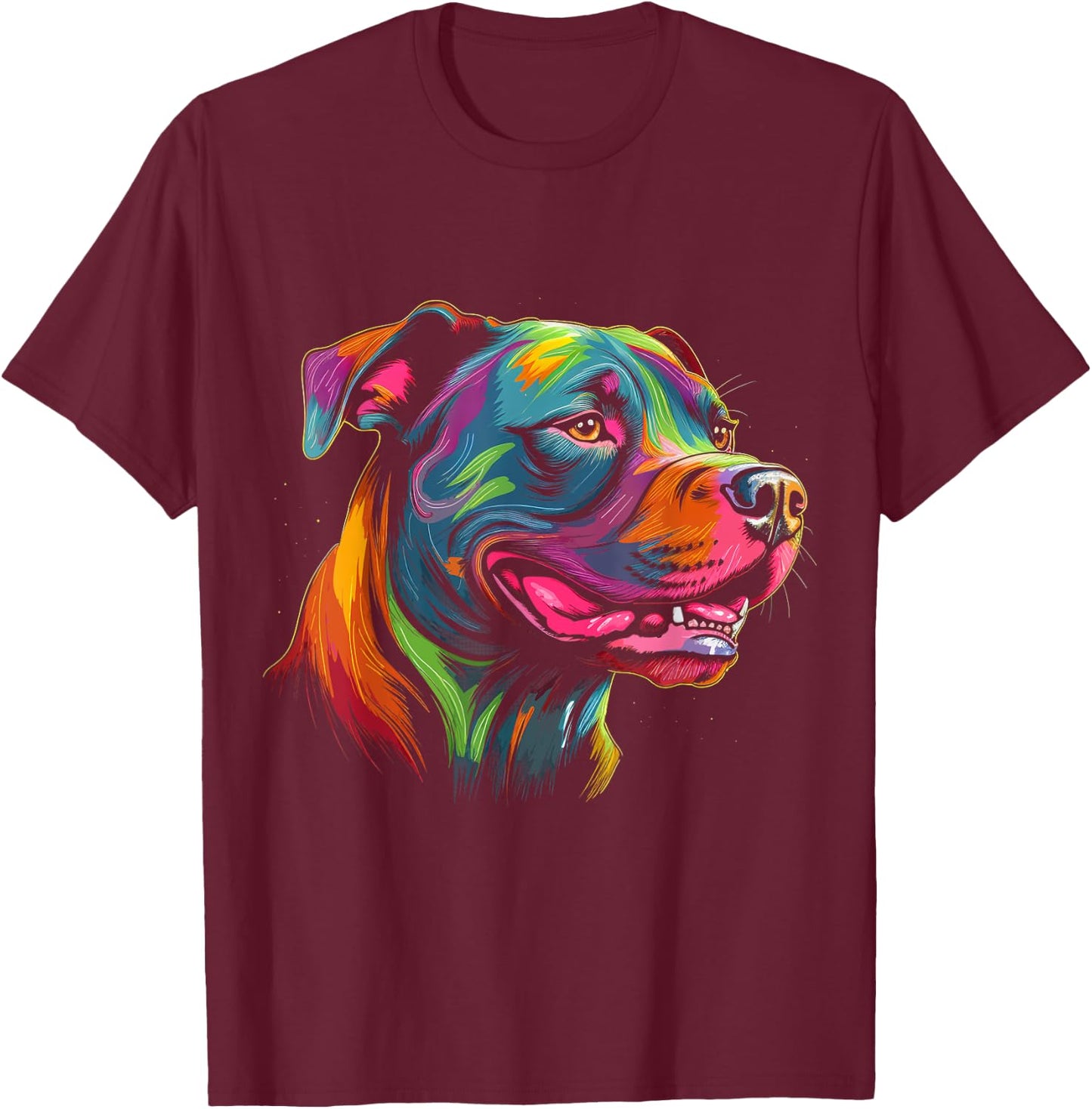 Pit Bull Mom Dog Lover Colorful Artistic Pitbull Owner Women T-Shirt - T-Shirt | Maroon