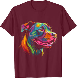 Pit Bull Mom Dog Lover Colorful Artistic Pitbull Owner Women T-Shirt - T-Shirt | Maroon