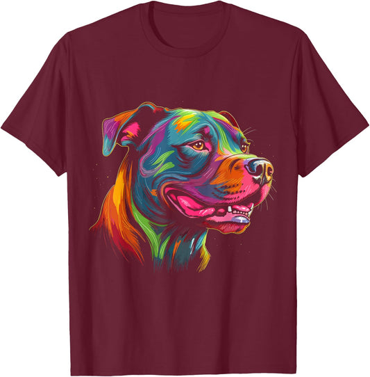 Pit Bull Mom Dog Lover Colorful Artistic Pitbull Owner Women T-Shirt - T-Shirt | Maroon