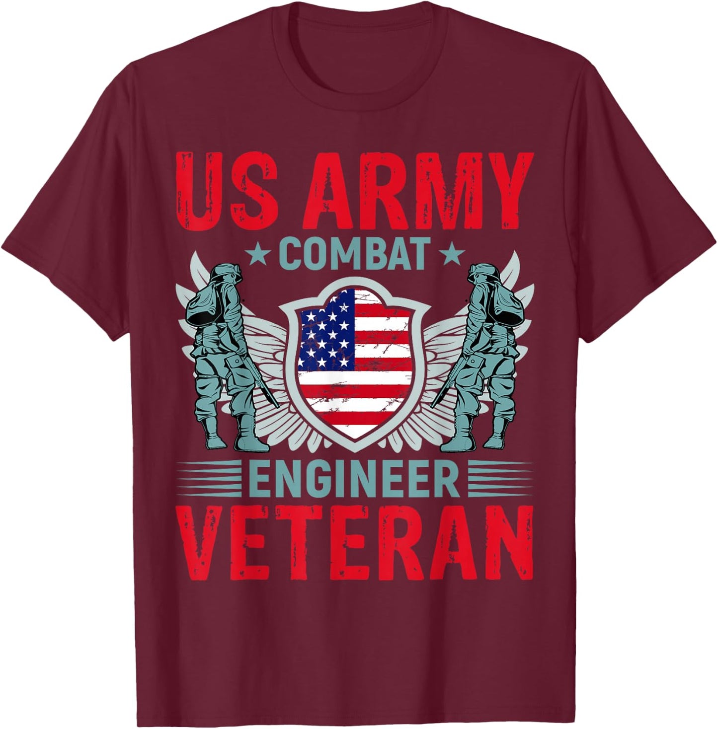 us Army Combat Engineer Veteran T-Shirt - T-Shirt | Maroon