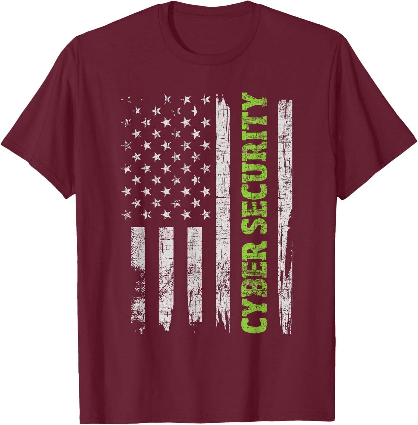 Cybersecurity - USA Flag Computer Engineer Programmer Hacker T-Shirt - T-Shirt | Maroon