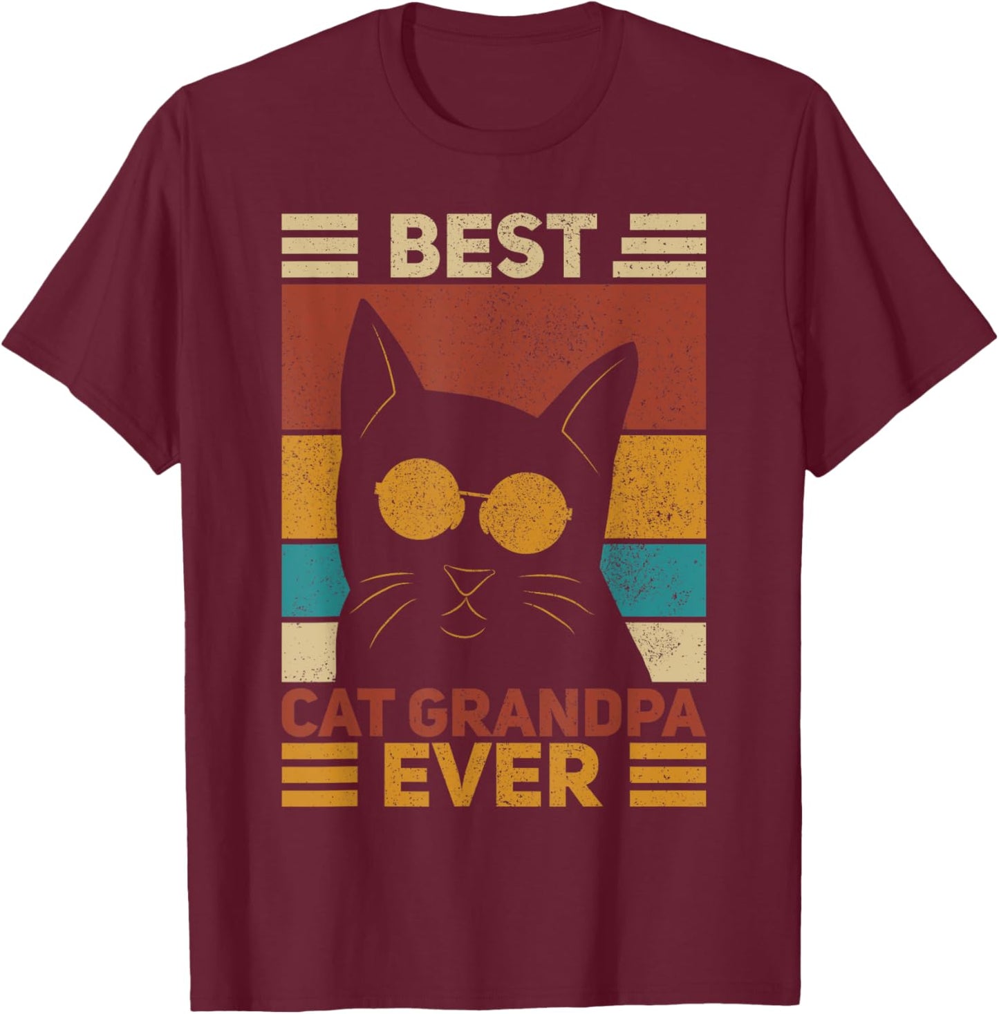 Best Cat Grandpa Ever Men Cat Lover Funny Black Cat Themed T-Shirt - T-Shirt | Maroon