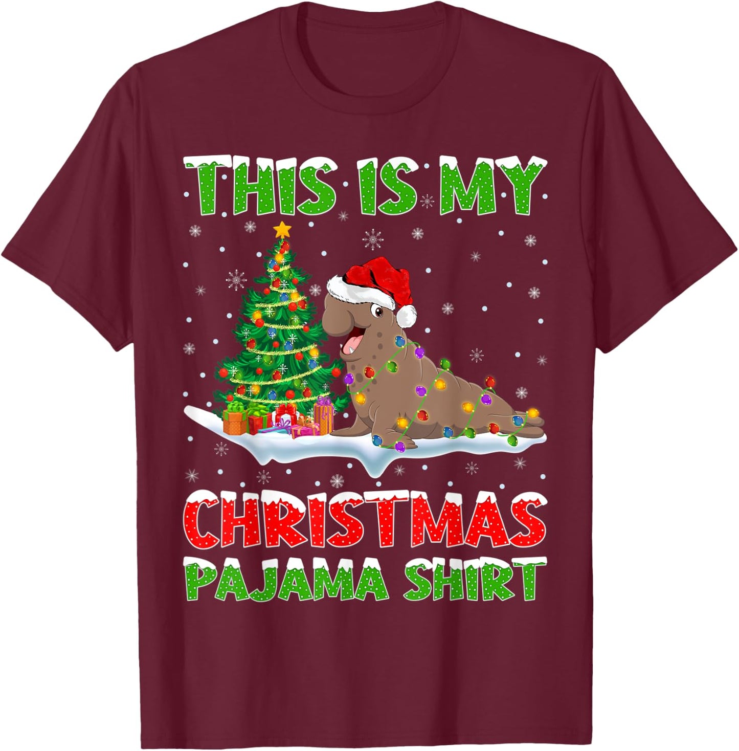 This Is My Christmas Pajama Shirt Elephant Seal Christmas T-Shirt - T-Shirt | Maroon