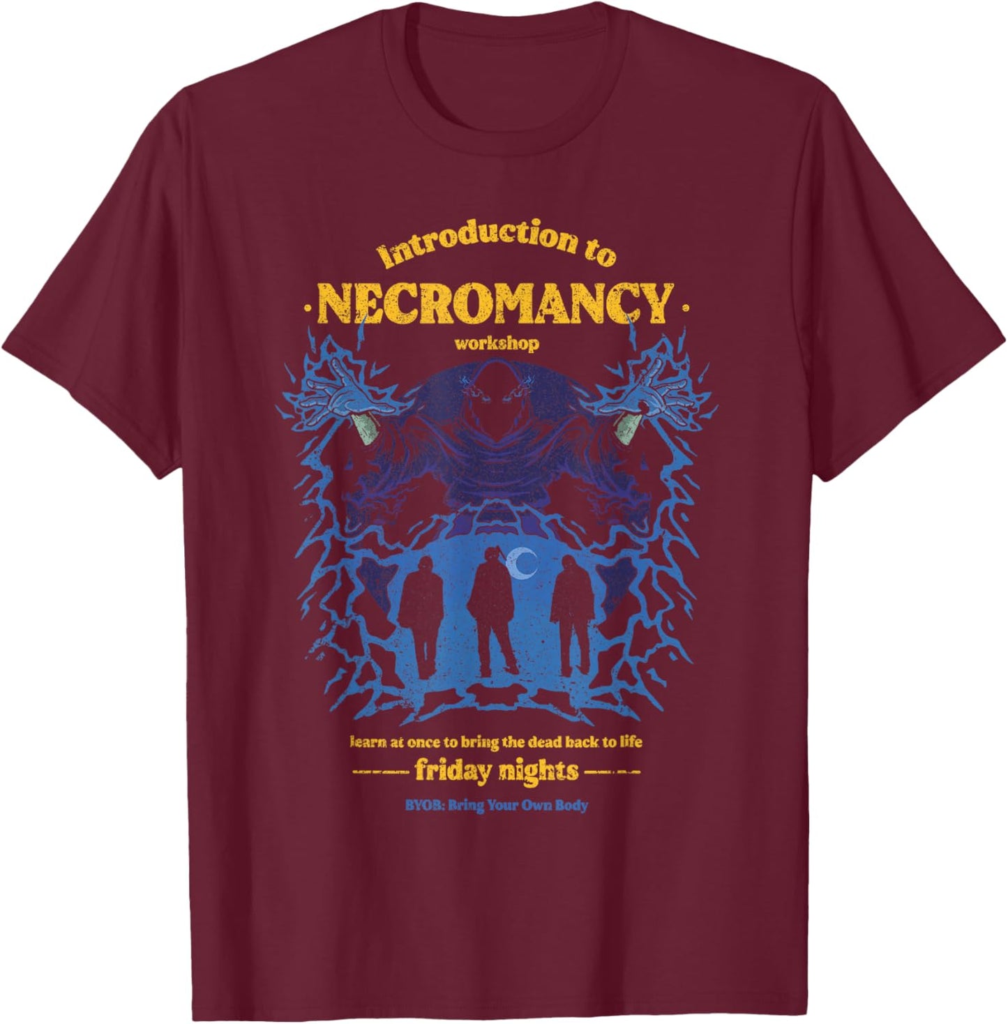 Necromancy Workshop Supernatural Pagan Occult Necromancer T-Shirt - T-Shirt | Maroon