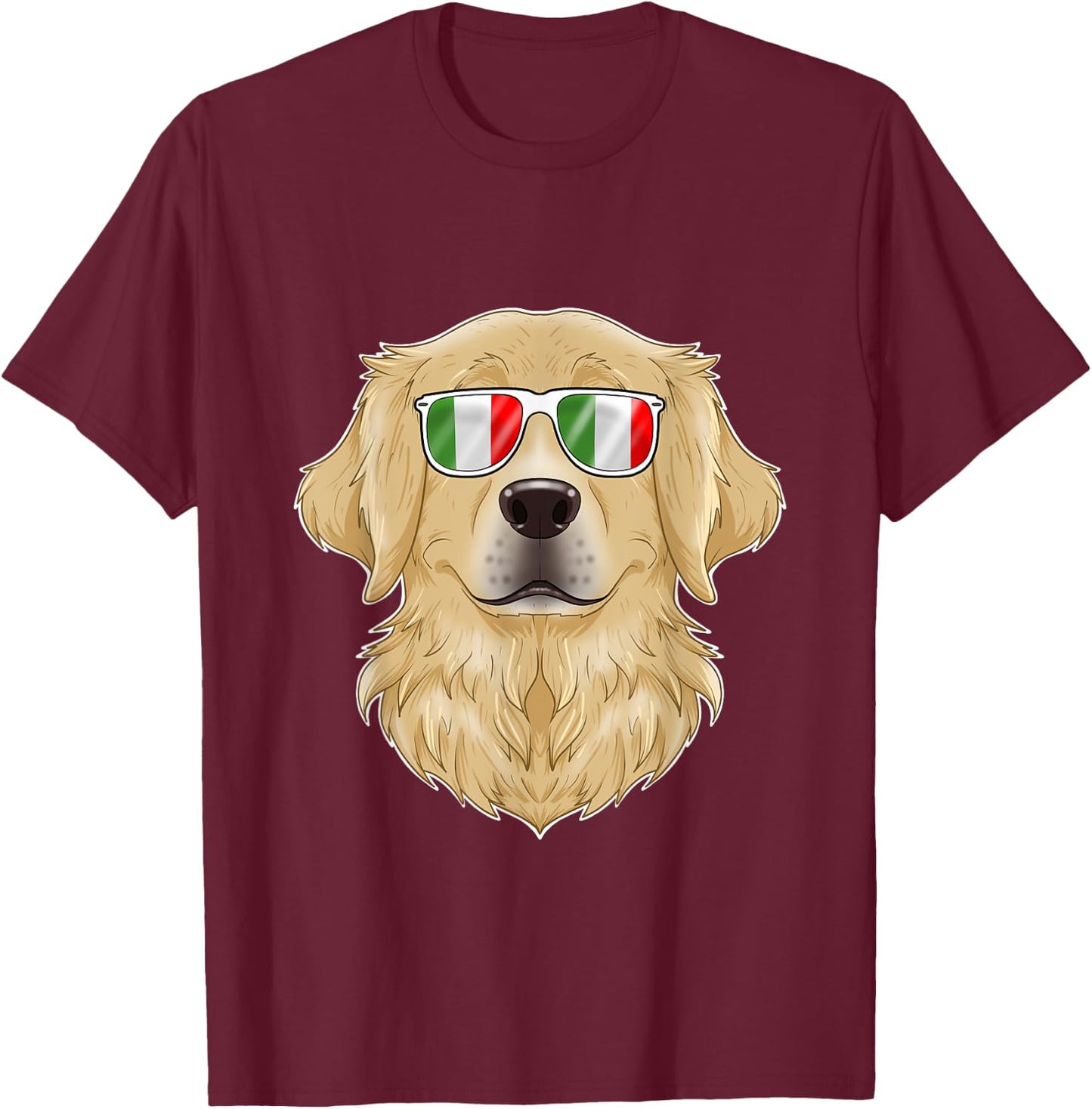 Golden Retriever Italy Sunglasses I Italian Flag T-Shirt - T-Shirt | Maroon