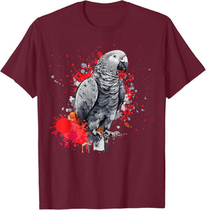 African Grey Parrot T-Shirt - T-Shirt | Maroon