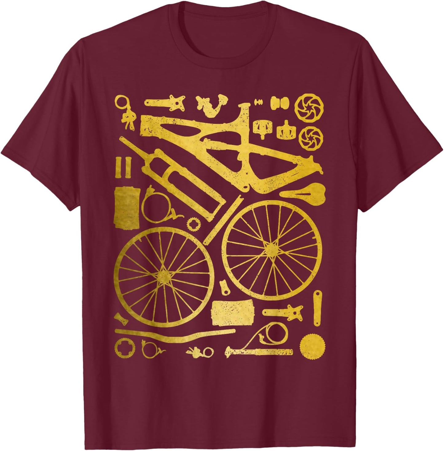 Mountain Bike MTB Cycling Bicycle Parts Mountain Bike T-Shirt - T-Shirt | Maroon