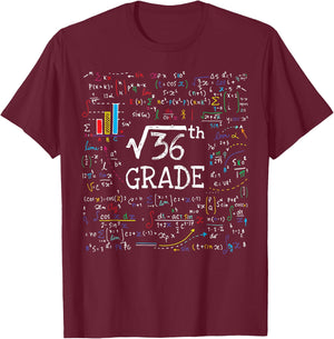 Square Root Of 36 Back To School 6th Sixth Grade Math Funny T-Shirt - T-Shirt | Maroon