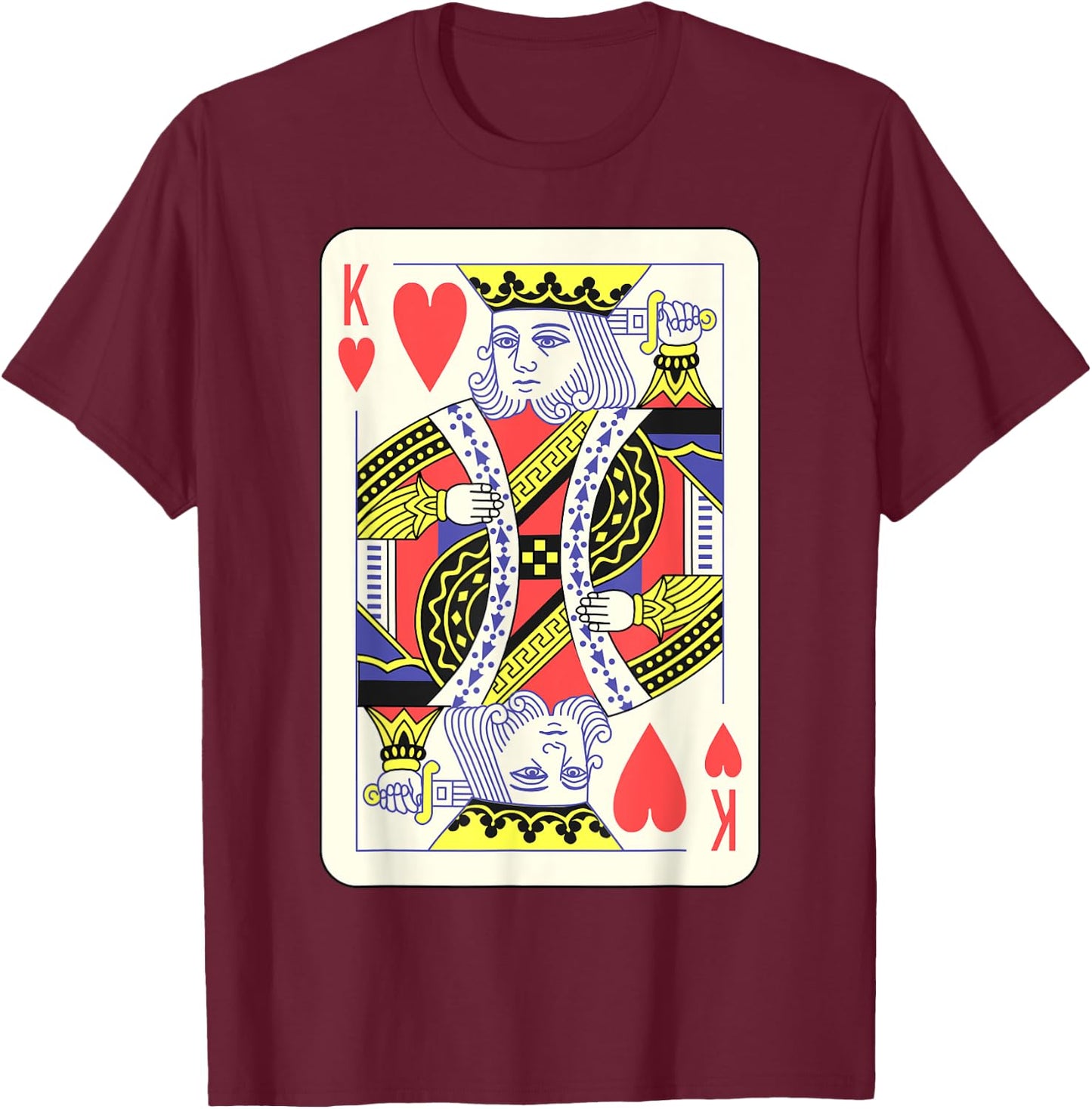 King of Hearts Playing Card | Couples Halloween Costume T-Shirt - T-Shirt | Maroon