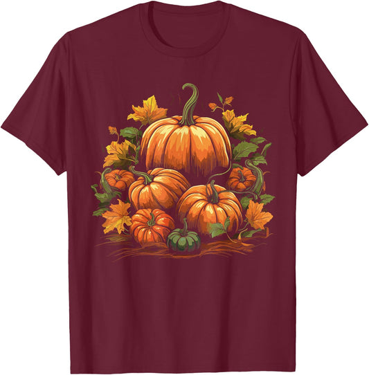 Cottagecore Pumpkins Fall Thanksgiving Women's Graphic T-Shirt - T-Shirt | Maroon