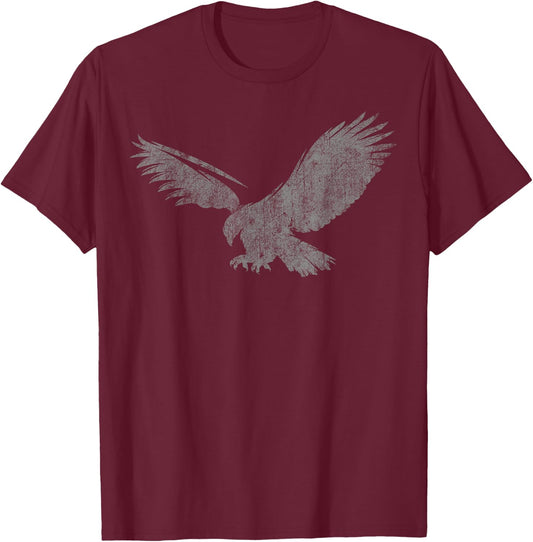 Beautiful Eagle American Bird Silhouette Flying Vintage USA T-Shirt - T-Shirt | Maroon