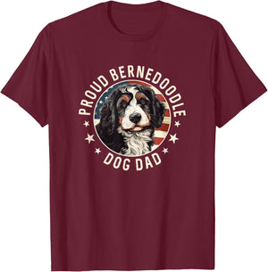 Bernedoodle American Flag Patriotic Proud Bernedoodle Dad T-Shirt - T-Shirt | Maroon