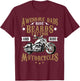 Funny Beard Shirt Awesome Dads Beard Tattoos and Motorcycles T-Shirt - T-Shirt | Maroon