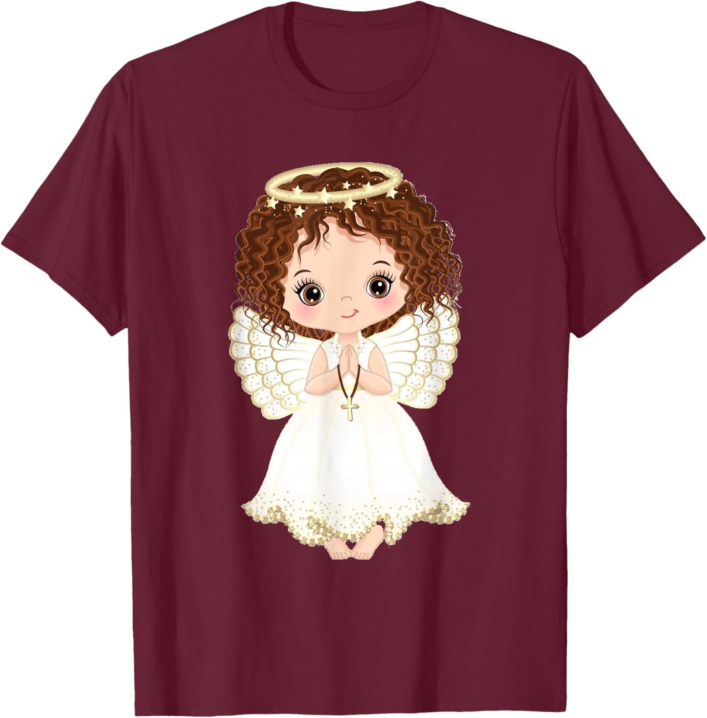 Cute Christmas Angel Red Hair Angel Xmas Church T-Shirt - T-Shirt | Maroon