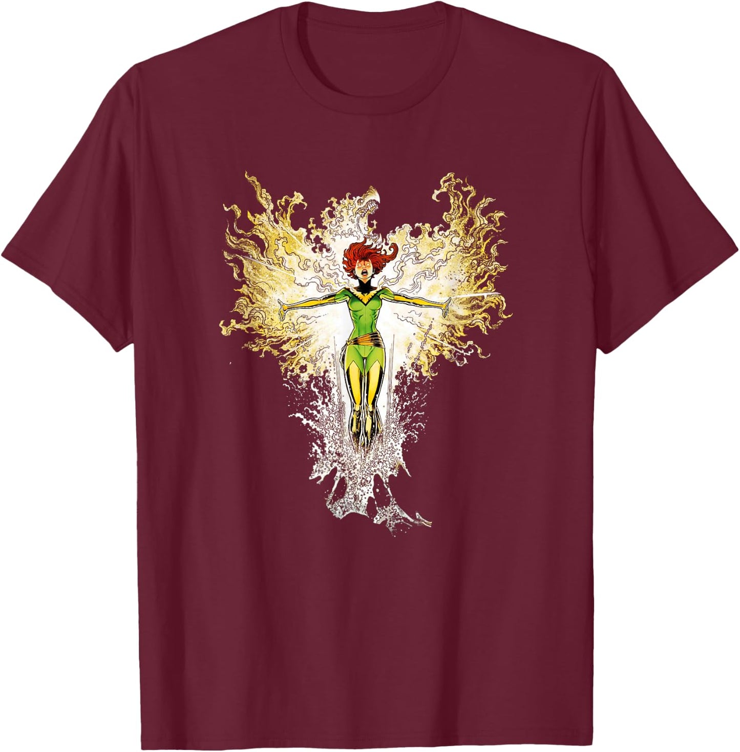 Marvel X-Men Jean Grey Phoenix Force Rising Epic Logo T-Shirt - T-Shirt | Maroon