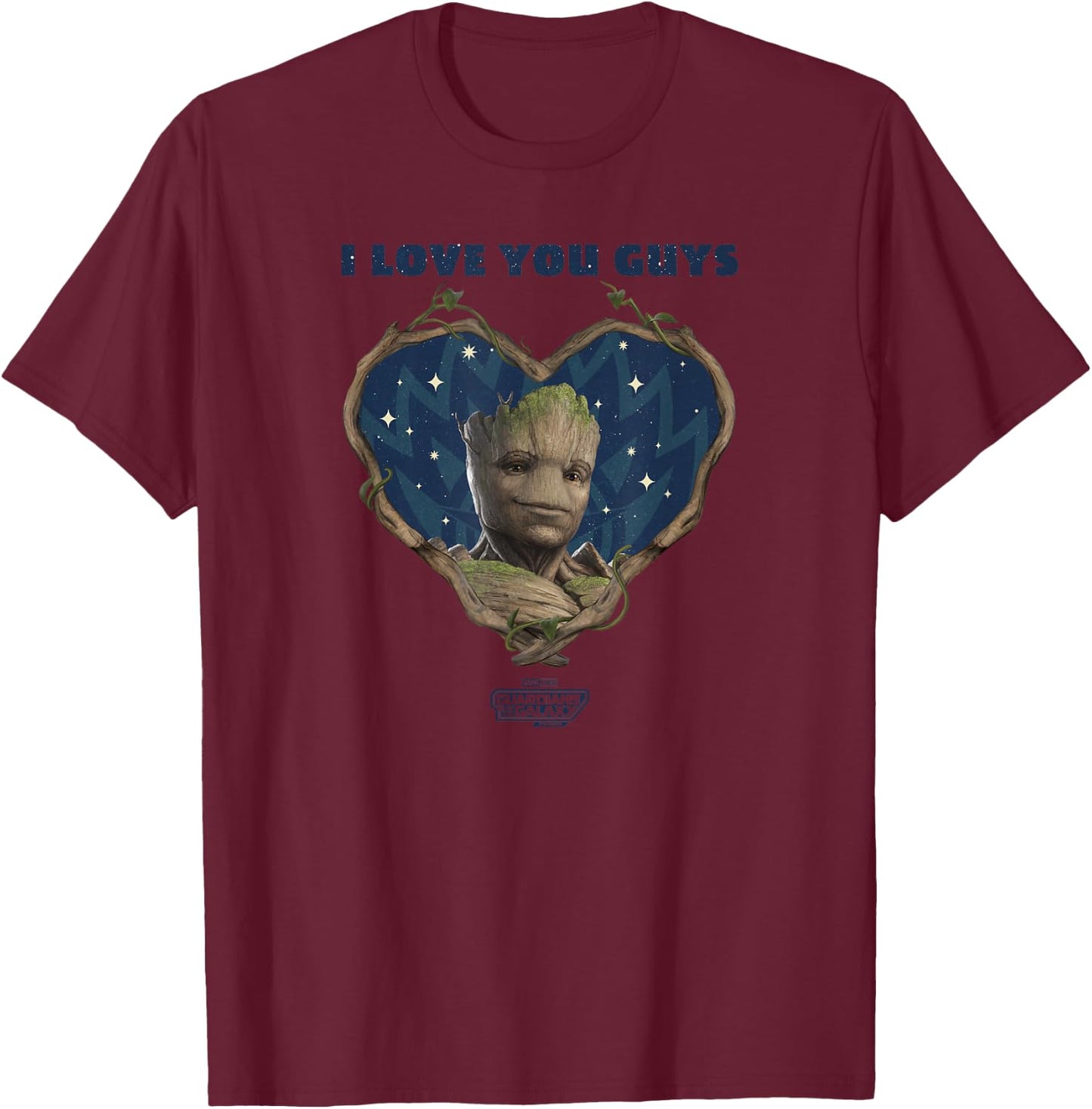 Marvel Guardians of the Galaxy Vol. 3 Groot Heart Portrait T-Shirt - T-Shirt | Maroon